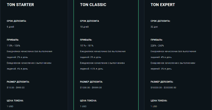 Investment plans of the project Ton Gram