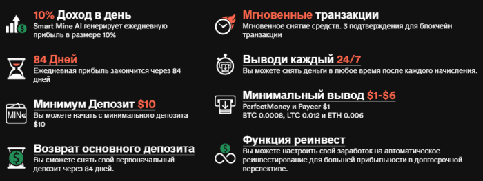 Инвестиционные условия в SmartMine