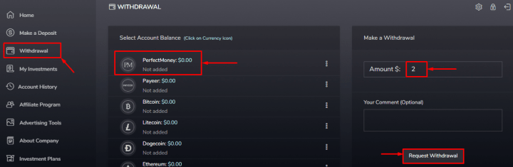 Profit withdrawal in Ex Bonds project