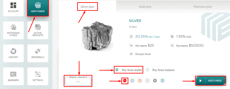 Creating a deposit in the Fast Minerals project