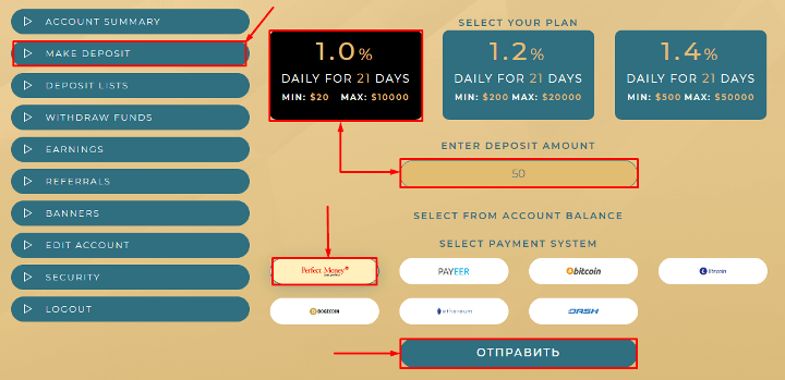 Создание депозита в проекте M7 Finance