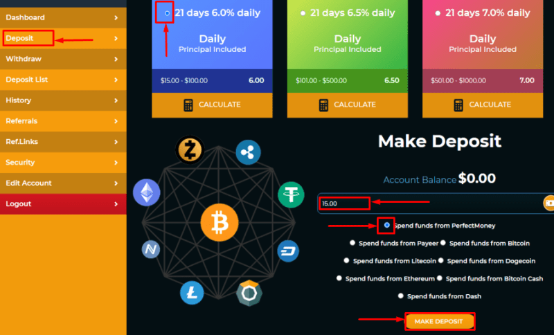 Fazendo um depósito em um projeto Unixtrades