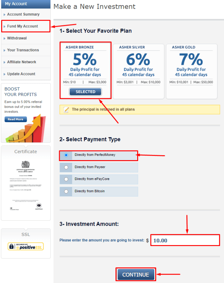 Creating a deposit in the Asher Trade project