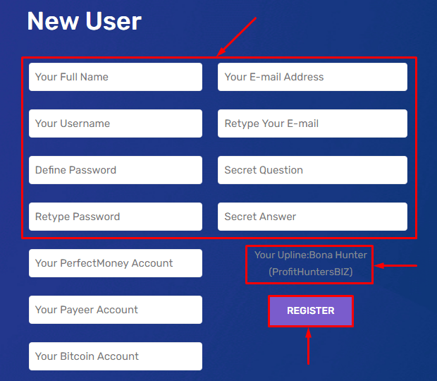 Registration in the Casho project