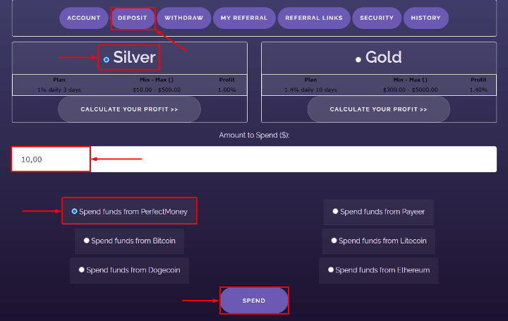 Creating a deposit in the Commpower project