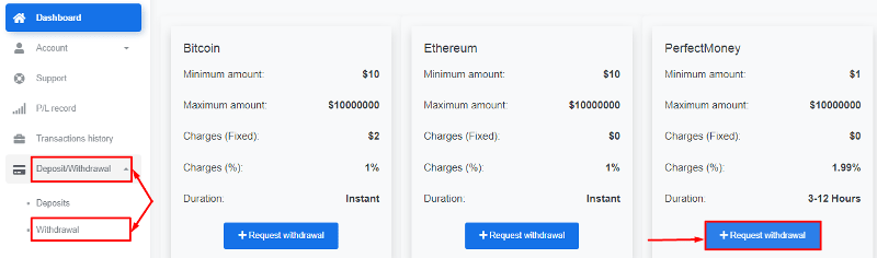 Withdrawing funds in the CryptoGiant project