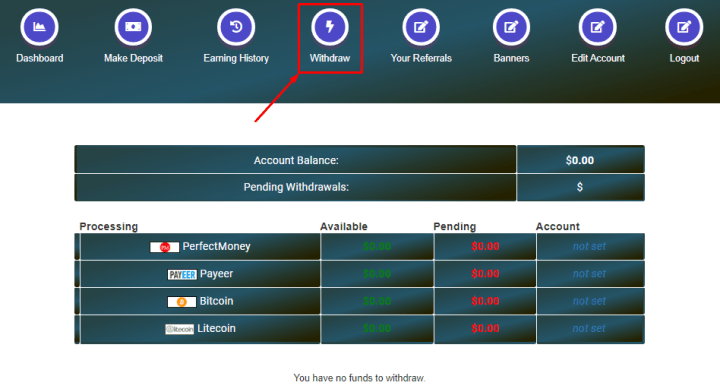 Вывод средств в проекте Finexgen