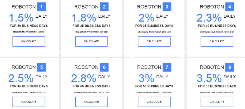 Investment plans of the FX Roboton project