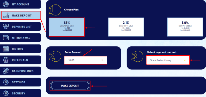 Создание депозита в проекте Noleon