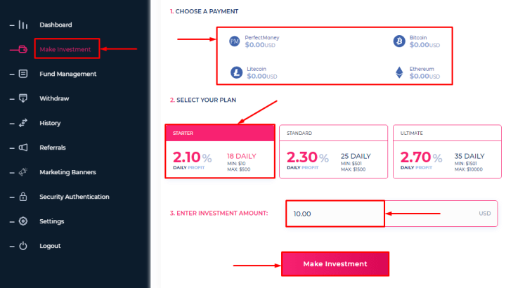 Making a deposit in the Andros Casino project