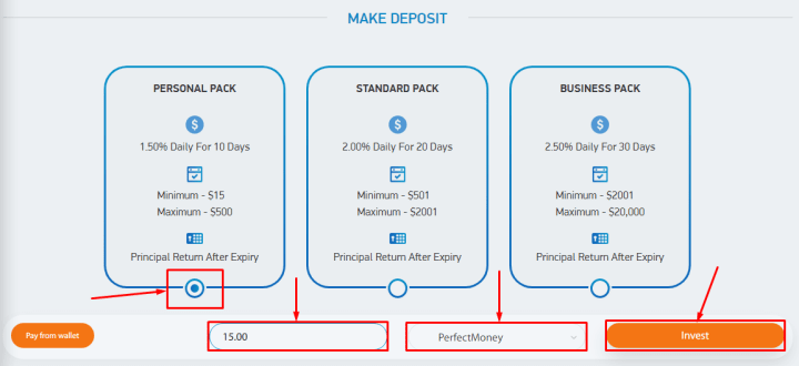 Creating a deposit in the Ziktrade project