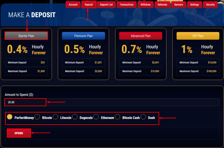 Creating a deposit in the Asset Prime project