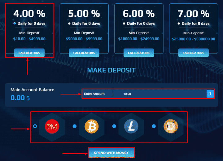 Создание депозита в проекте Praem Capital