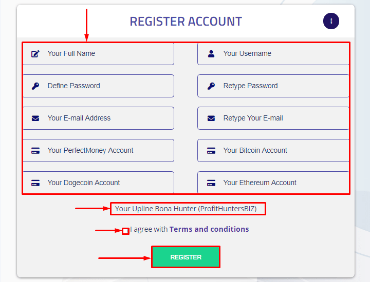 Регистрация в проекте Razorbits