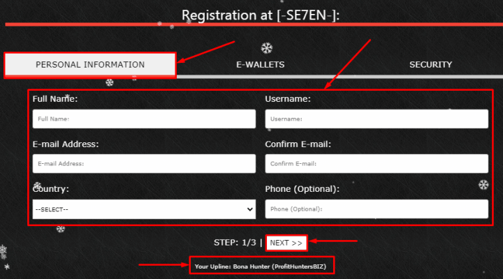 Registro en el proyecto Se7en Systems