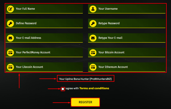 Registration in the 777investments project