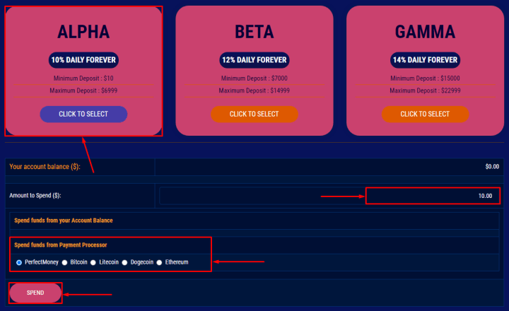 Создание депозита в проекте Biselo