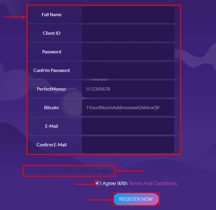 Регистрация в проекте Bomex