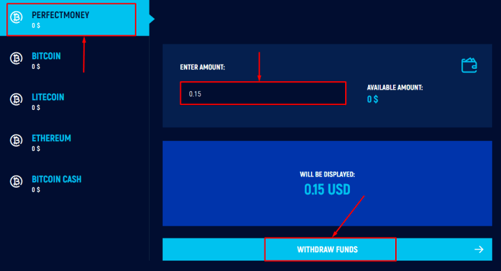 Вывод средств в проекте CryptoCapital24