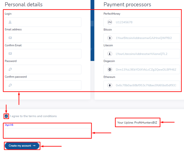 Регистрация в проекте Infinily