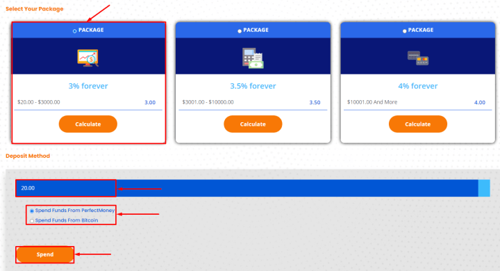 Creating a deposit in the Maxtradar project