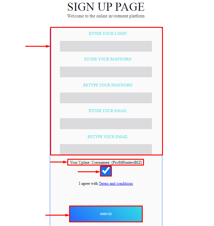 Регистрация в проекте Minero