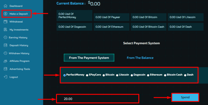 Creating a deposit in the Tradewise project