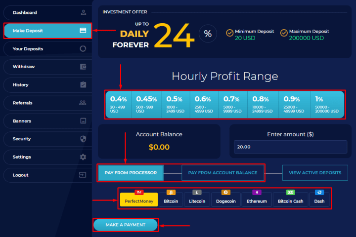 Создание депозита в проекте Bitsamo