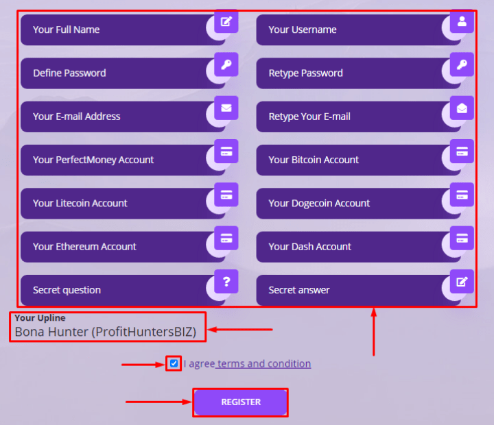 Registration in the Mining Forever project