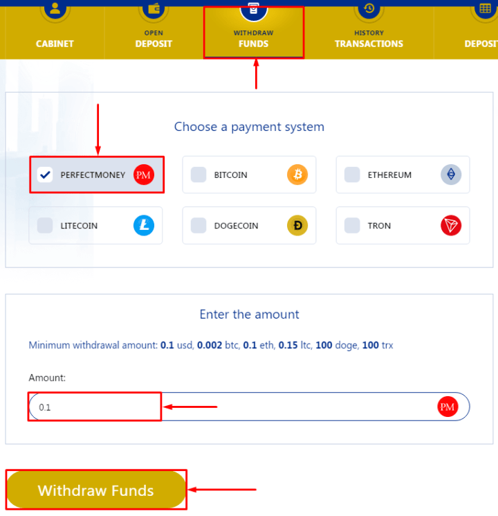 Withdrawal of funds in the Spiritelectro project