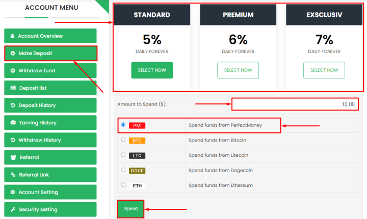 Создание депозита в проекте Teros