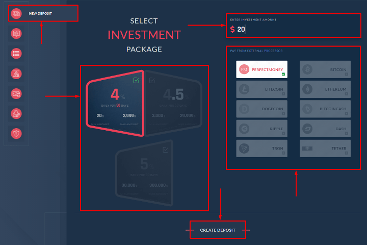 Creation of a deposit in the Crypto Art project