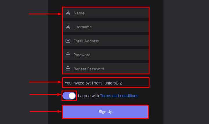 Registration in the project Deposy Live