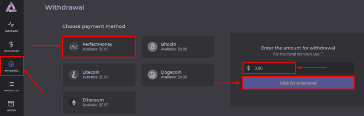 Withdrawing funds in the Deposy Live project