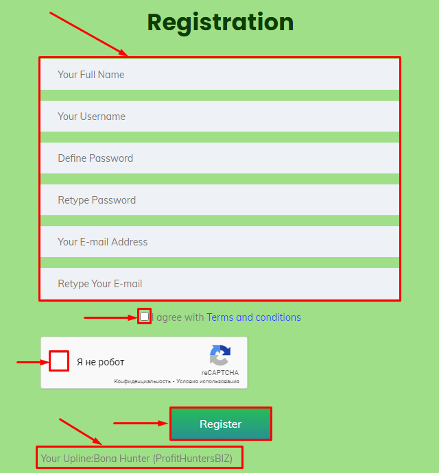 Registration in the project Infinite Passive Income