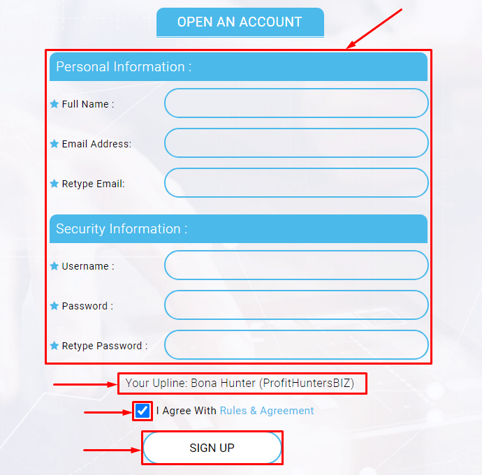 Registration in the project The Project9