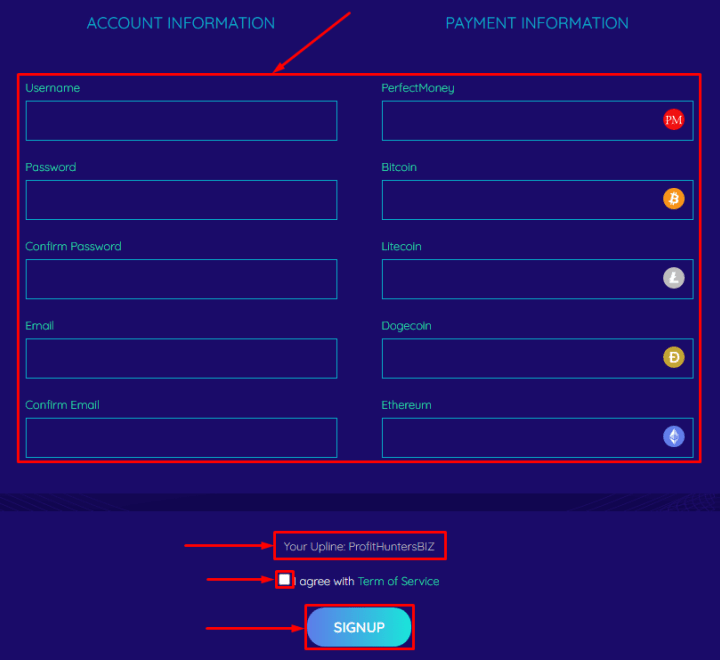 Регистрация в проекте Toptose