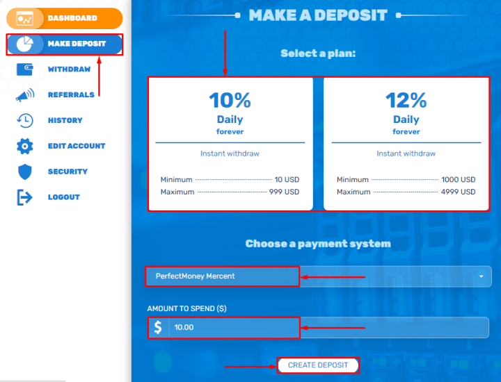 Creating a deposit in the Bit-Hunter project