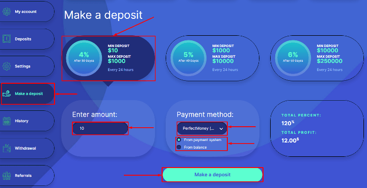 Создание депозита в проекте Emerald-inv