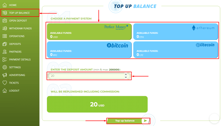 Reposição de saldo no projeto Lutex