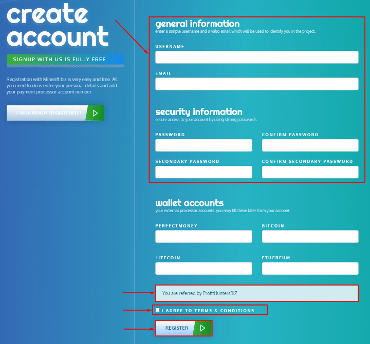 Registration in the Minerift project