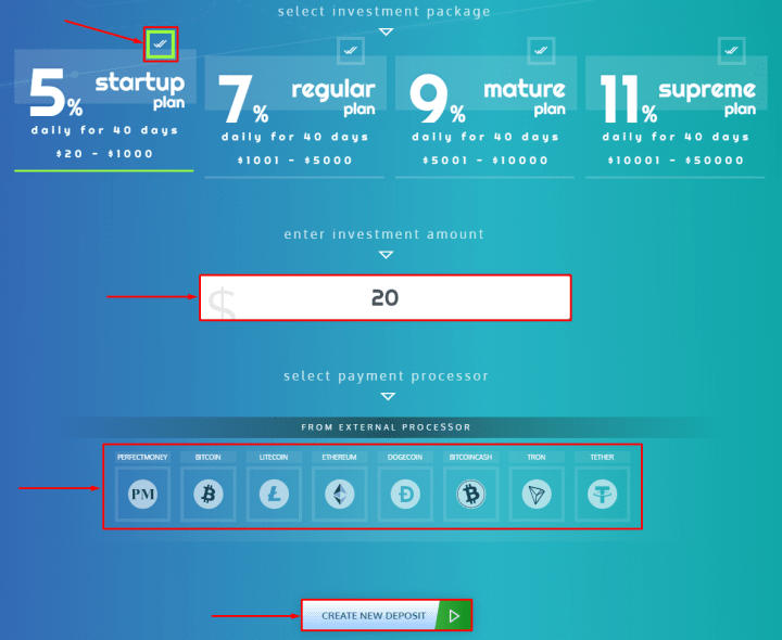 Creating a deposit in the Minerift project