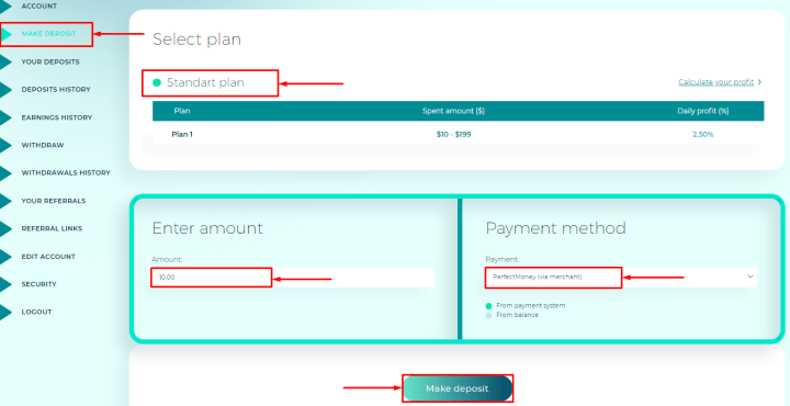 Creating a deposit in the Oceanix project