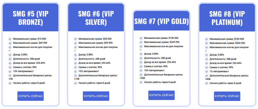 Investment plans of the SMG LTD project