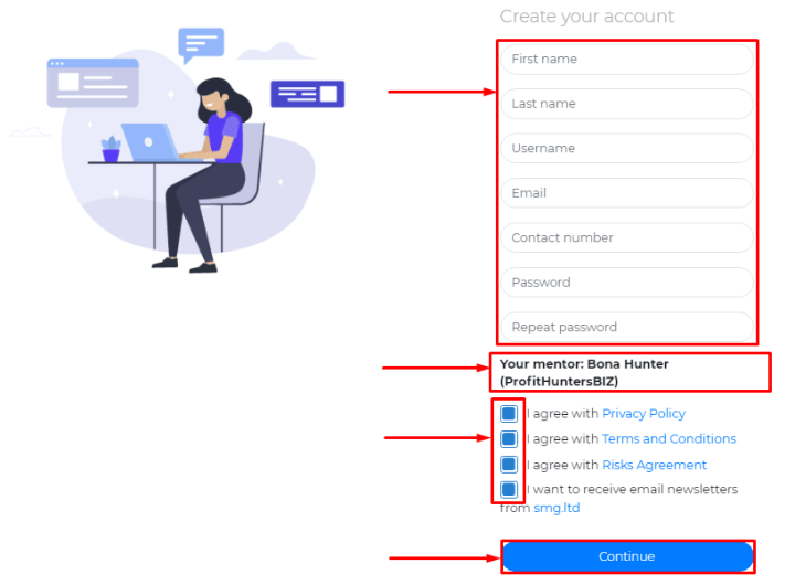 Регистрация в проекте SMG LTD