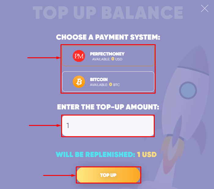 Uzupełnianie salda w projekcie Uptrend Value