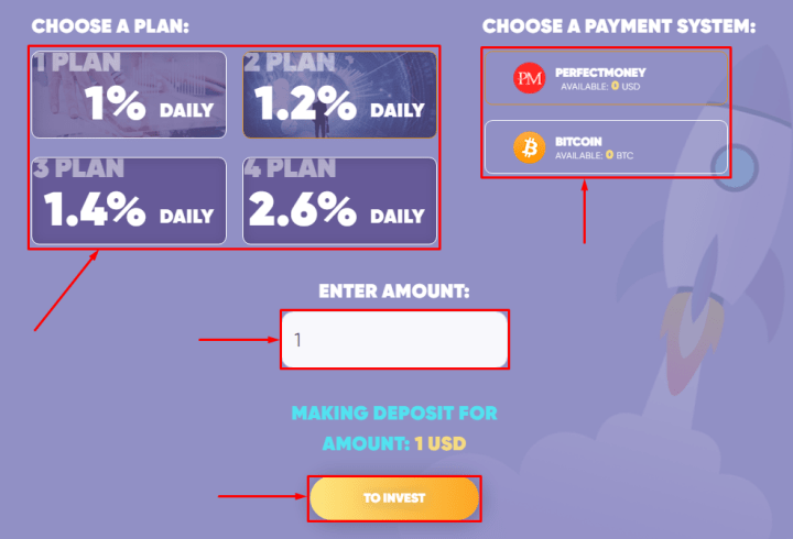 Creating a deposit in the Uptrend Value project