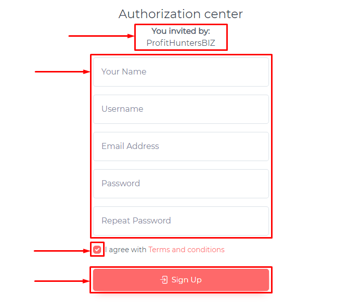 Registration in the Progrex Tech project