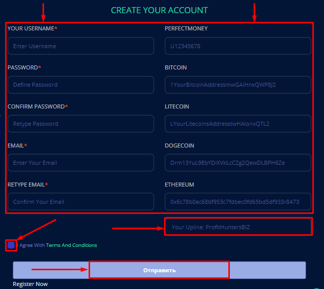 Registration in the TradeCoins project