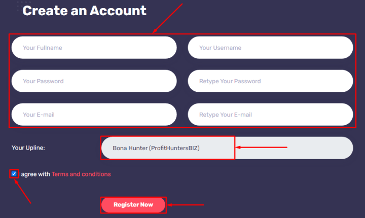 Registration in the Jaemoney project